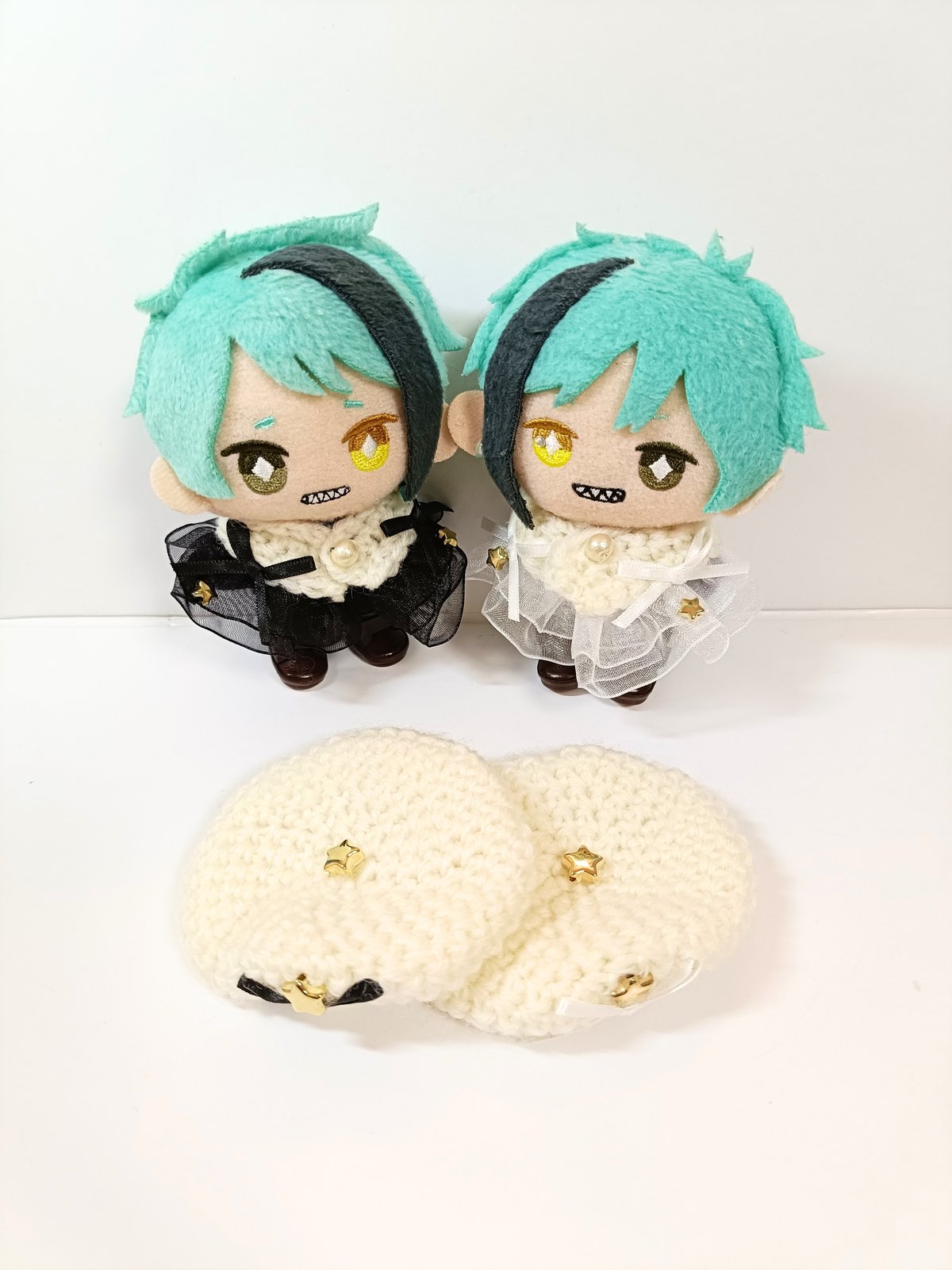 10cmぬい服 エトワールケープ＆ベレーセット（ブラン白／黒フリル