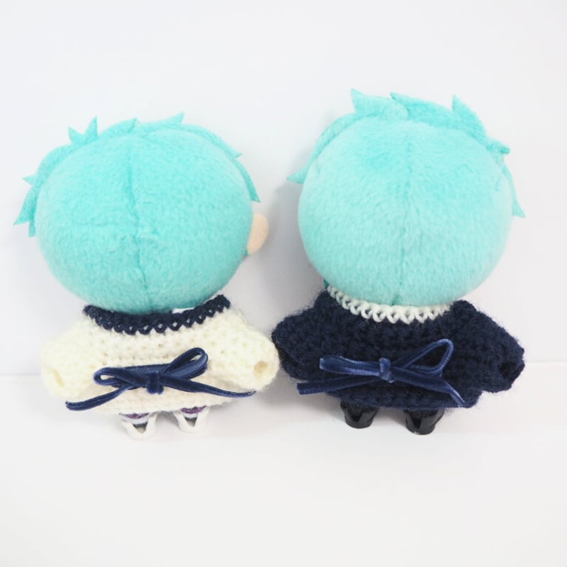 10cmぬい服 バックリボンニットカーディガン（ネイビー＆ホワイト