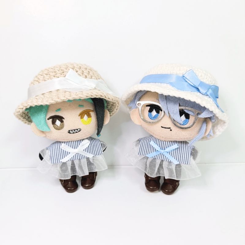 ぬい服10cm ひらひらストライプセット（ハット＆フリルブラウス