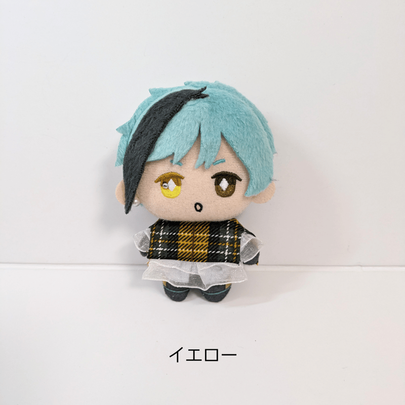 M/すのチル ぬい服[チェック]黒・[くすみチェック]ブルー×2 ∞ちびぬい］サスペンダー付きパンツ／チェック柄 ぬいぐるみ