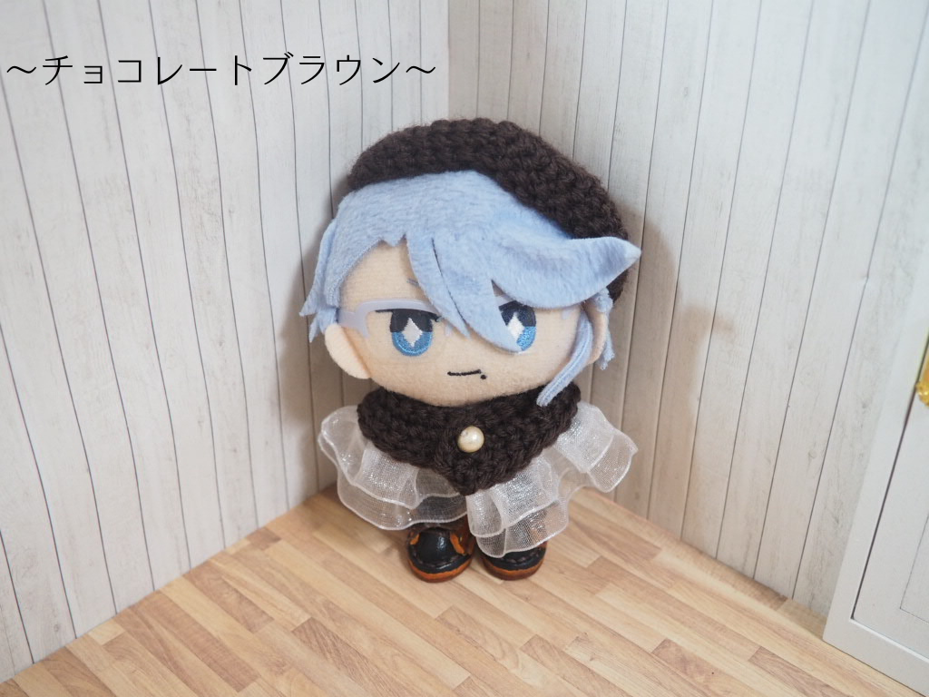 リボンベレー帽双子コーデセット　オーダーページ　関西ちびぬい　はぴぬい　ぬい服 10cmぬい服 フラワーレースケープ＆ベレー帽セット（新