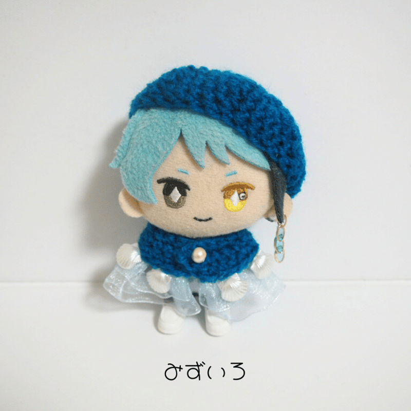 無属性　ぬいぐるみ　オリジナル　ハンドメイド　星屑の人魚ちゃん　双子ちゃん 10cmぬい服 双子の人魚ケープ&ベレーセット（新バージョン