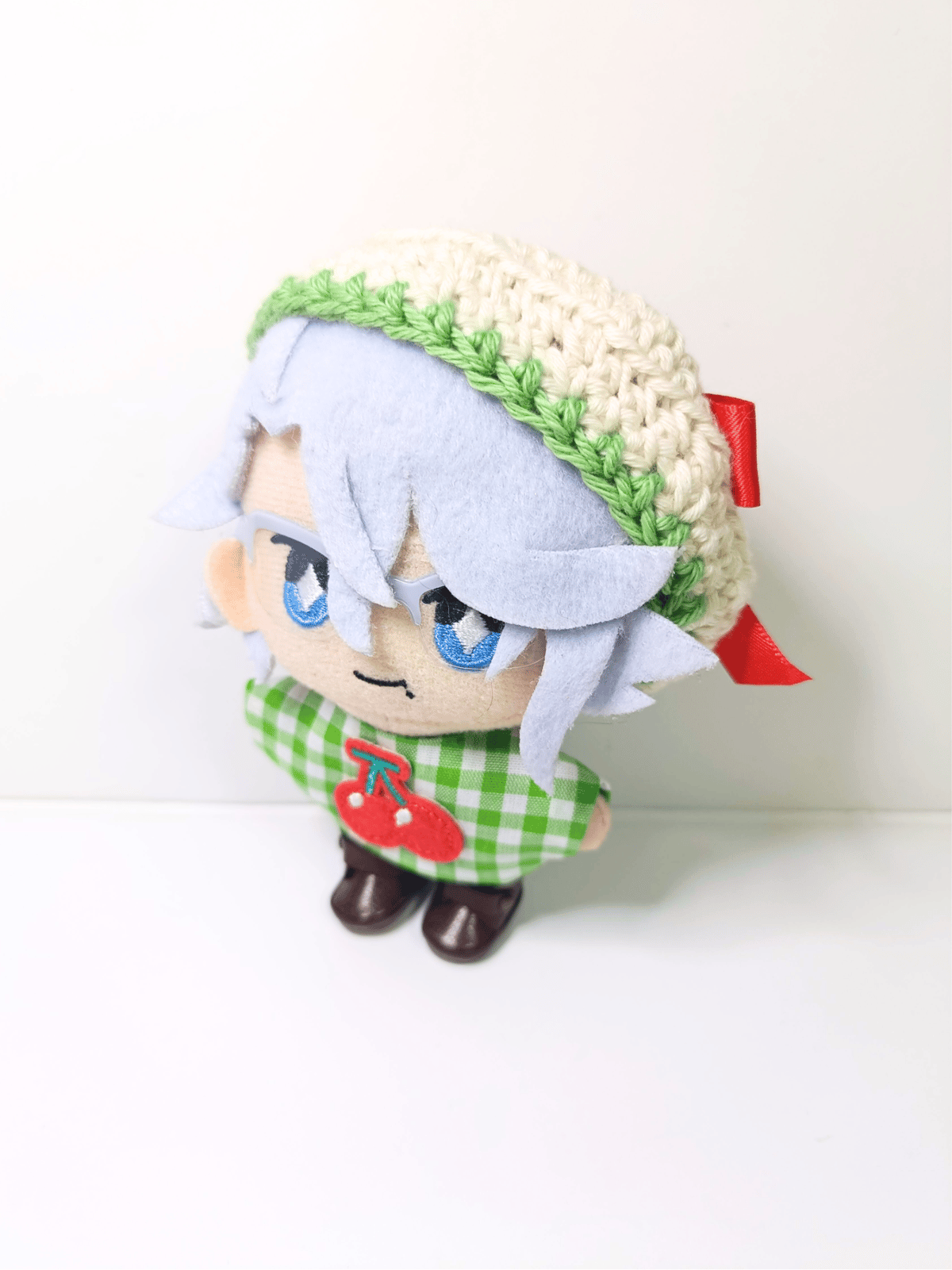 あや様　ぬい服　ぬい　ヘッドドレス メロンソーダ　10cm ピンク ハンドメイド ぬい服10cm シンプルメロンソーダセット（ベレー＆トップス） | takoyuka