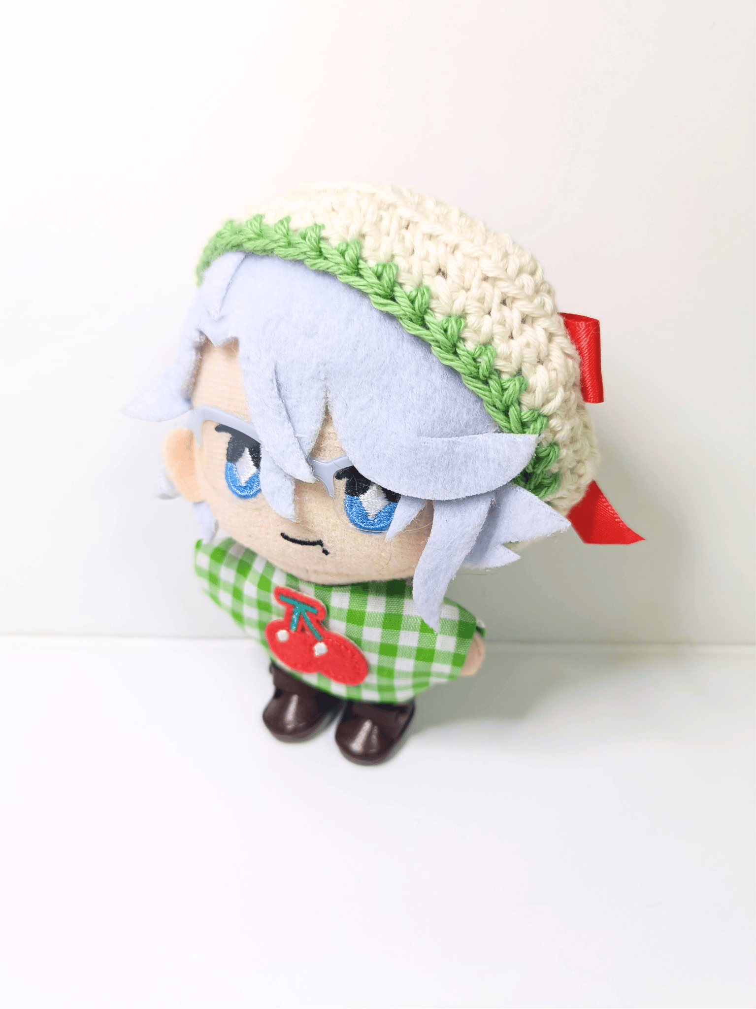 さいた様　ぬい服　ハンドメイド　ヘッドドレス　10cm メロンソーダ　いちご ぬい服10cm シンプルメロンソーダセット（ベレー＆トップス） | takoyuka