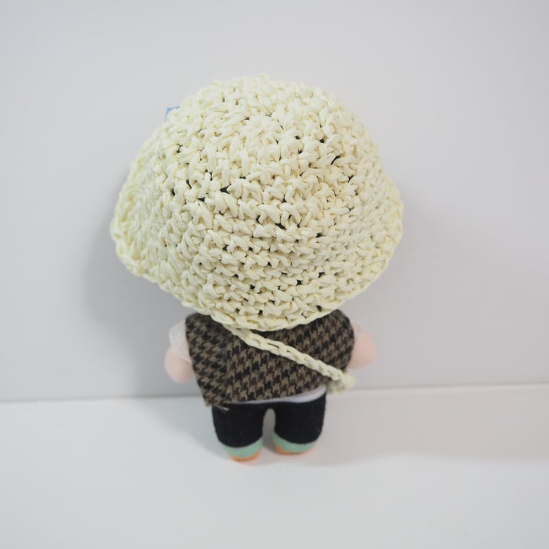 ぬいの麦わら帽子＆かごバッグセット「お花リボン」 10cmサイズ | takoyuka