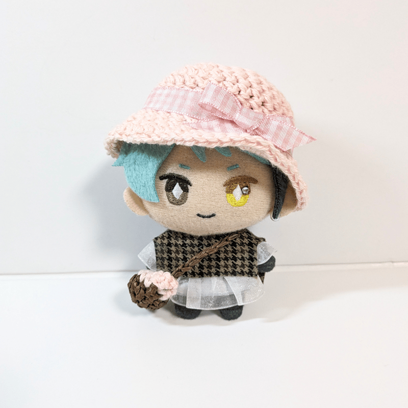 10cmぬい服 ギンガムチェックハット&かごバッグセット | takoyuka 10cmぬい服 ギンガムチェックハット&かごバッグセット | takoyuka