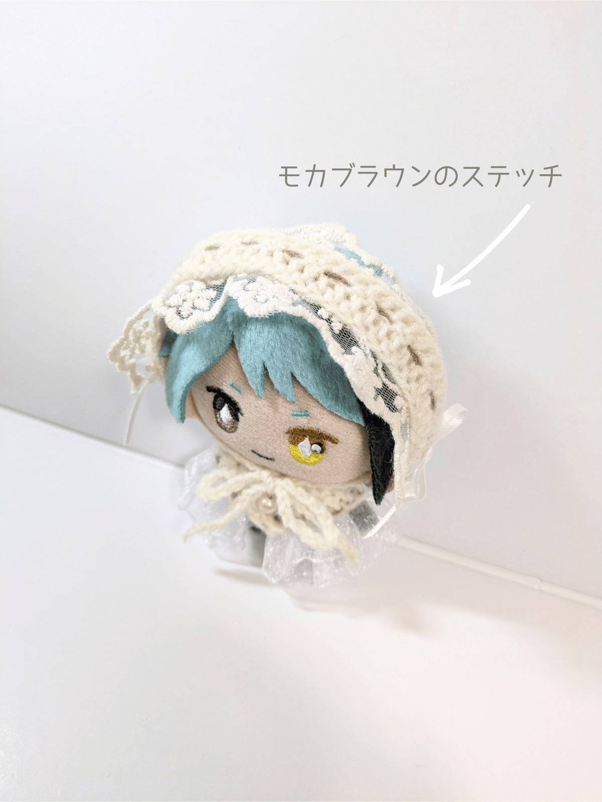 ぬい服10cm ニットヘッドドレス＆ケープセット 『チュールレース