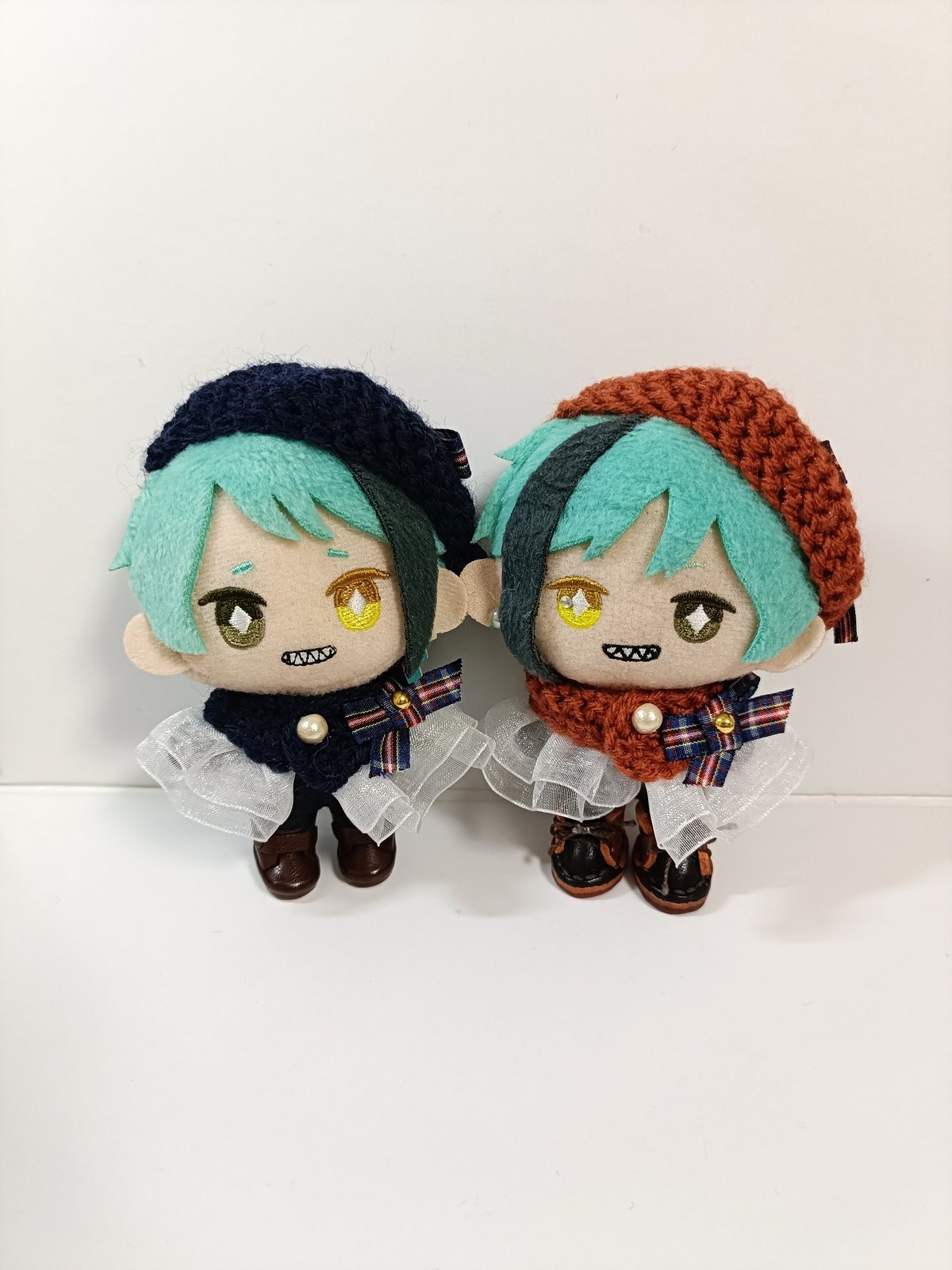 10cmぬい服 チェックリボンケープ＆ベレーセット（ネイビー系） | takoyuka