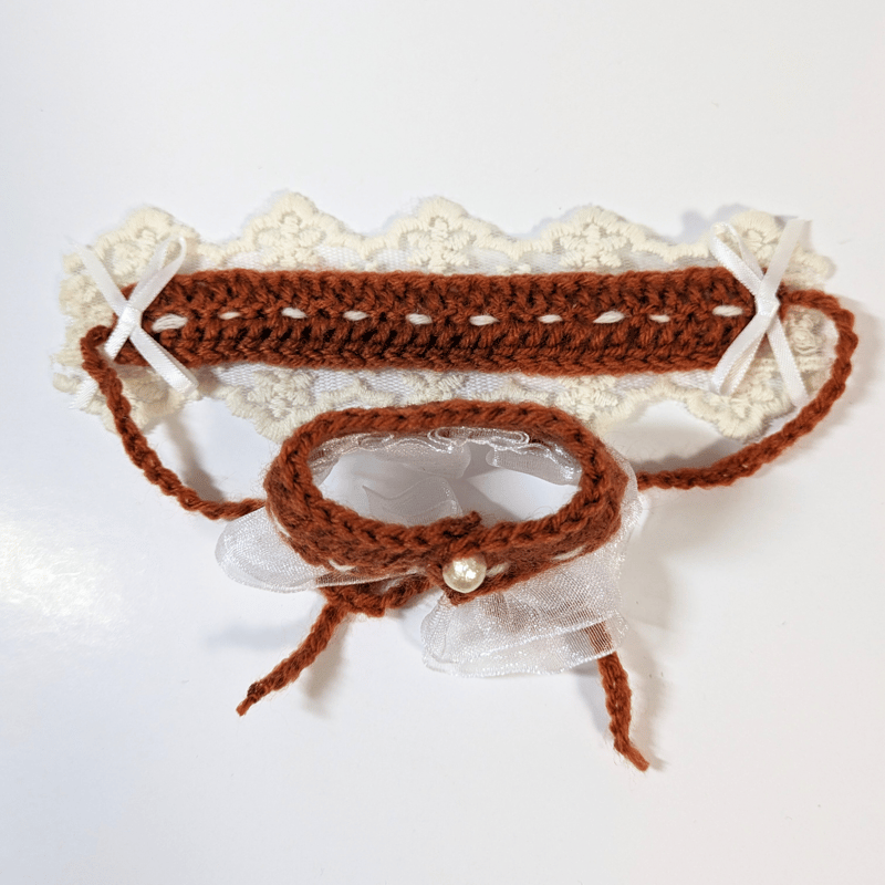 ぬい服10cm ニットヘッドドレス＆ケープセット 『チュールレース