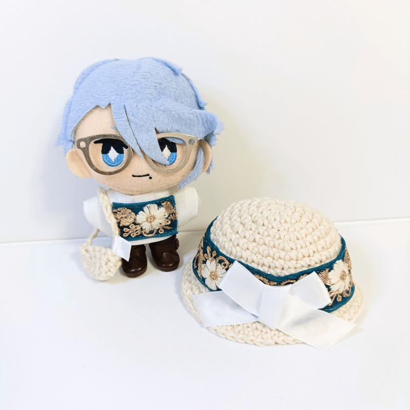 ぬい服10cm インド刺繍ハットセット（ハット＆トップス＆バッグ