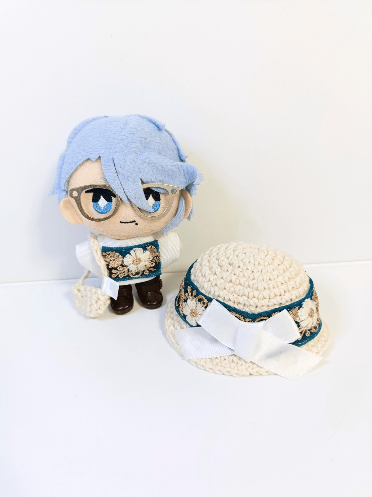 ぬい服10cm インド刺繍ハットセット（ハット＆トップス＆バッグ