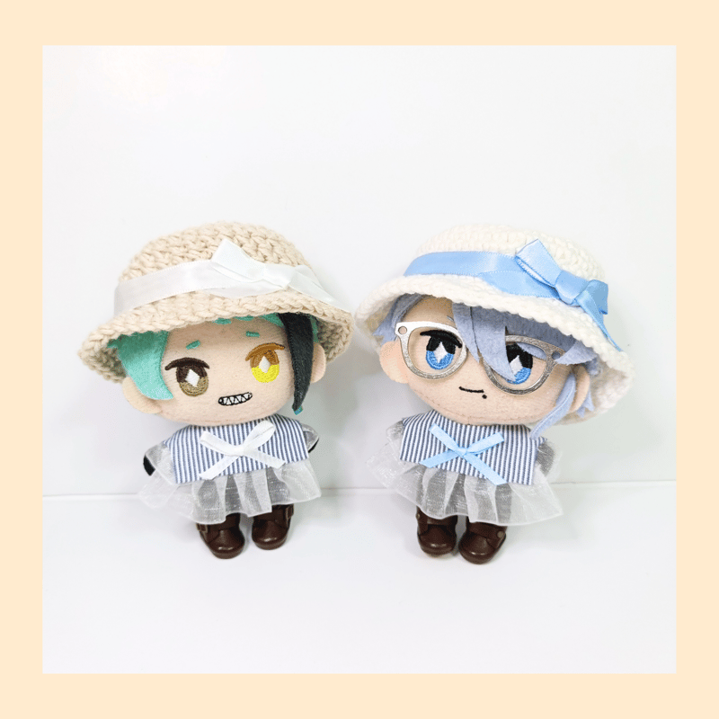 ぬい服10cm ひらひらストライプセット（ハット＆フリルブラウス