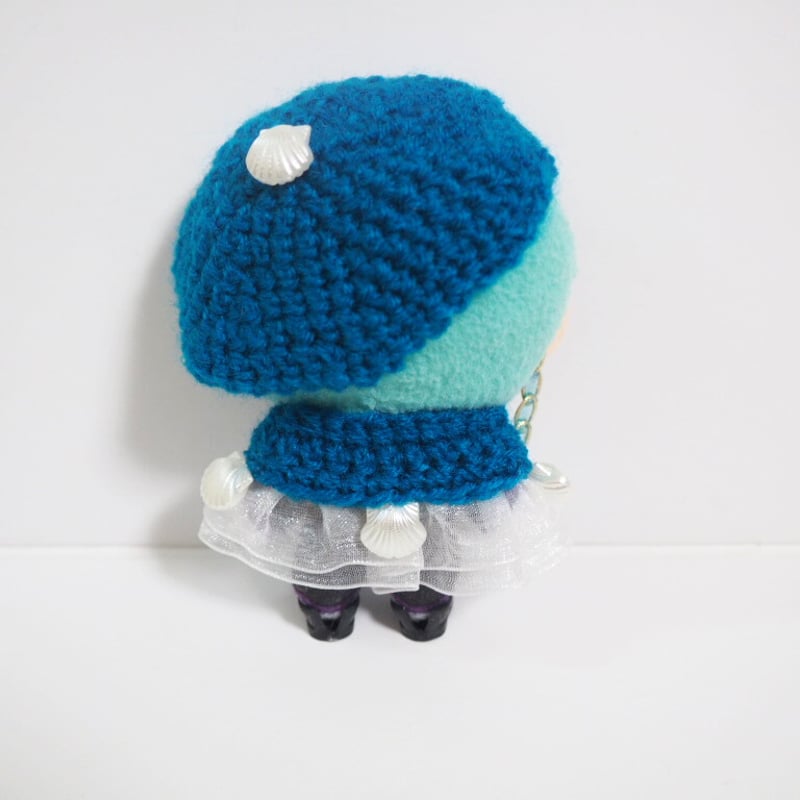 無属性　ぬいぐるみ　オリジナル　ハンドメイド　星屑の人魚ちゃん　双子ちゃん 10cmぬい服 双子の人魚ケープ&ベレーセット（新バージョン