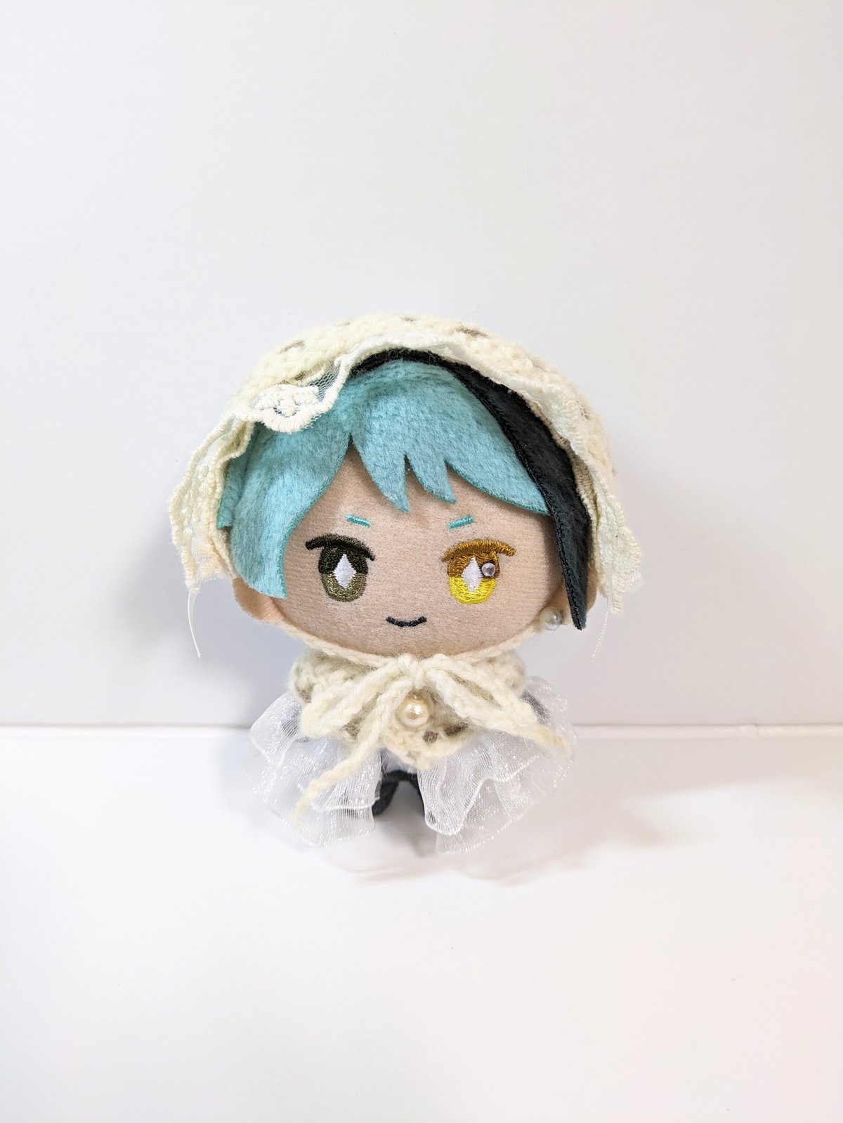 ぬい服10cm ニットヘッドドレス＆ケープセット 『チュールレース
