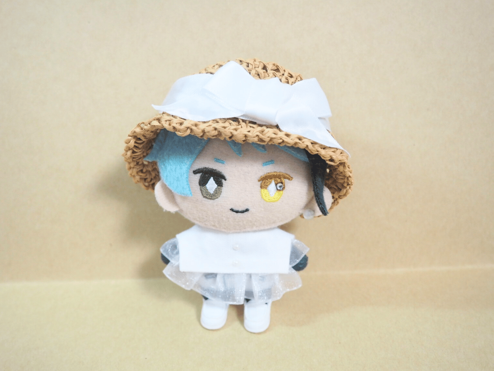 ぬい服10cm 夏のお嬢様セット「ホワイトトップス＆リボンハット