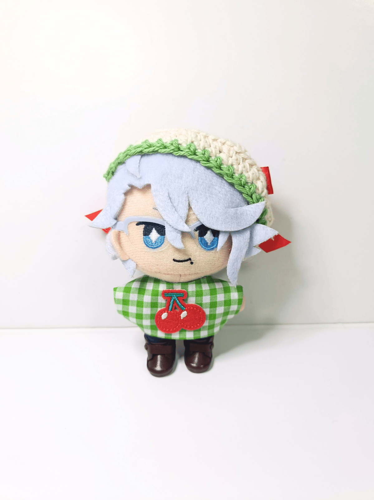 あや様　ぬい服　ぬい　ヘッドドレス メロンソーダ　10cm ピンク ハンドメイド ぬい服10cm シンプルメロンソーダセット（ベレー＆トップス） | takoyuka
