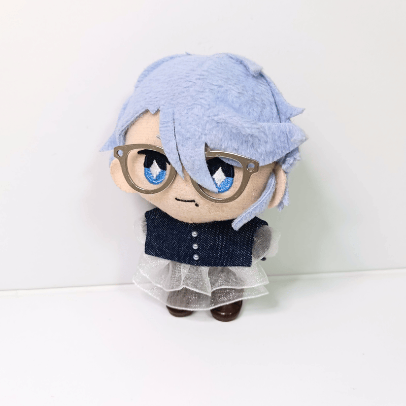 ぬい服10cm シンプルデニムセット（ベレー＆フリルブラウス