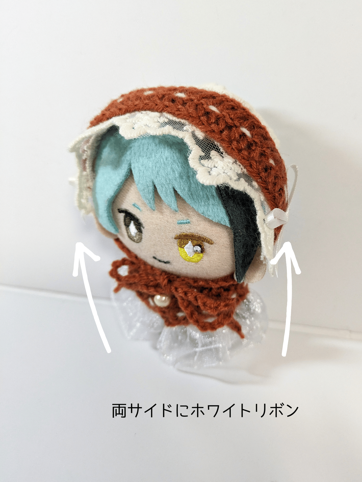 ぬい服10cm ニットヘッドドレス＆ケープセット 『チュールレース