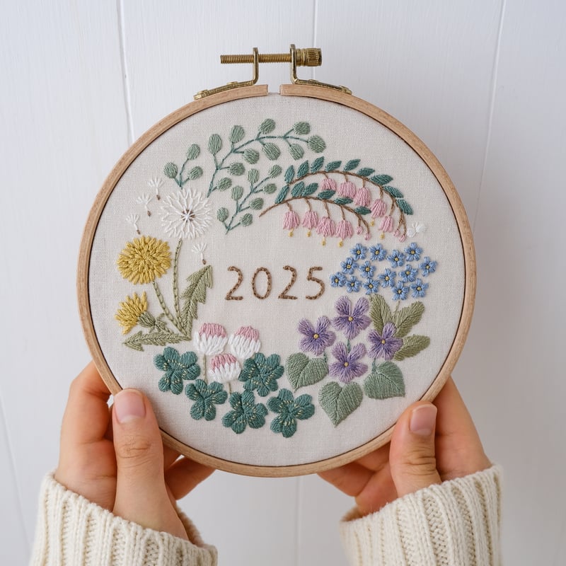 無料刺繍図案【花咲く始まりのリース】itonomoriのプレゼント