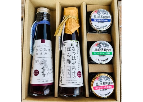 なつはぜ５点セット（ポン酢・ビネガー・ジャム・低糖・低糖粒）　ニコニコ菅野農園　【飯舘村】
