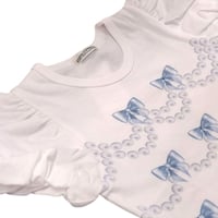 パールプリントTシャツ(025008BLU）