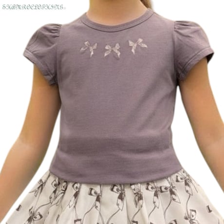 リボン刺繍Tシャツ(BFSS09 BRN）