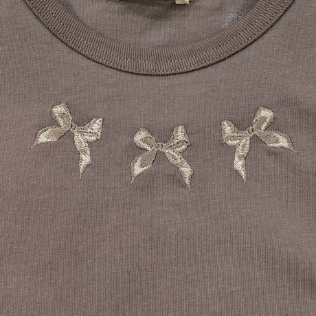 リボン刺繍Tシャツ(BFSS09 BRN）
