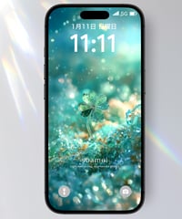 直感が導く豊かさ《四葉のクローバー × クリスタルグリーン》潜在意識にそっと灯す｜スマホ待受け