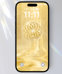 豊かさの流れを起動する《クリスタルロータスフラワーオブライフ× ゴールド》黄金共鳴｜スマホ待受け