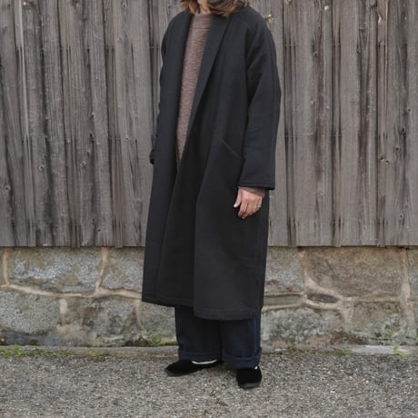 MITTAN リバーシブル コート ウールリバーコート 厚 黒×濃紺 / MITTAN