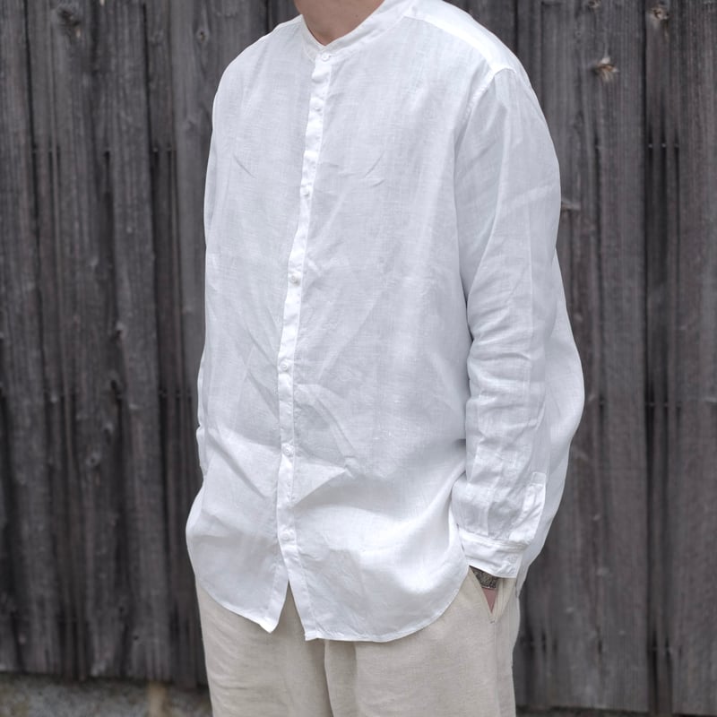 MITTAN 大麻シャツ 3 SH-137 B ベンガラ 白 サイズ4 MITTAN / 大麻シャツ3 / SH-137 / 白 | gallery hito