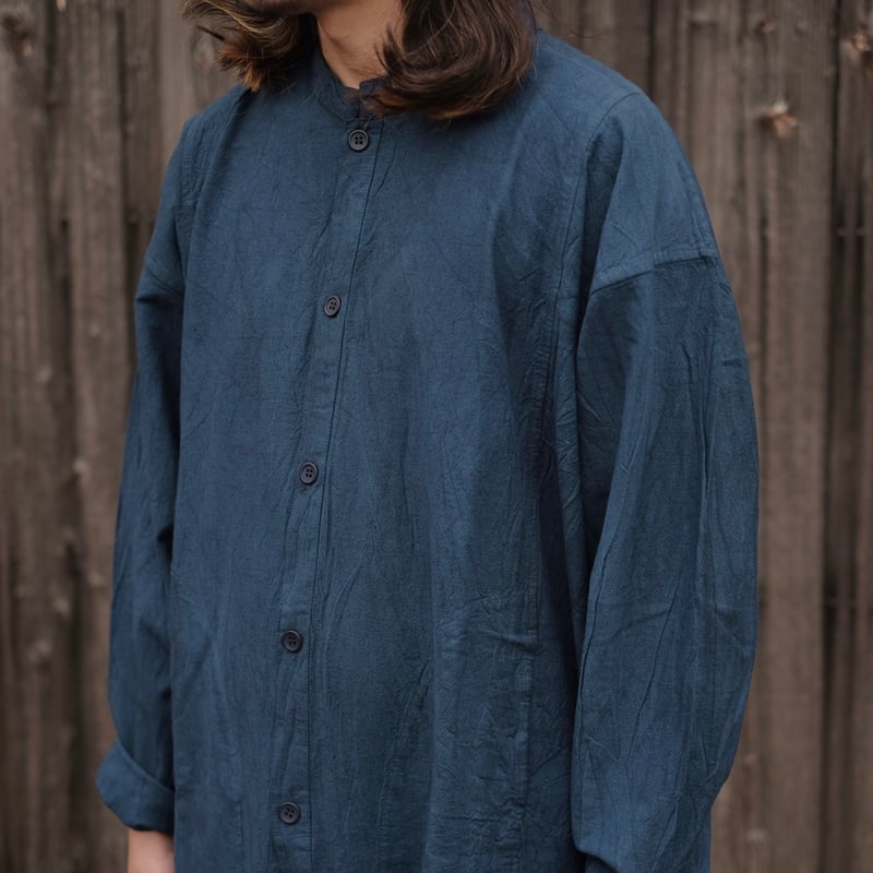 ヂェン先生の日常着 / 長袖前あきシャツ / 紺 | gallery hito