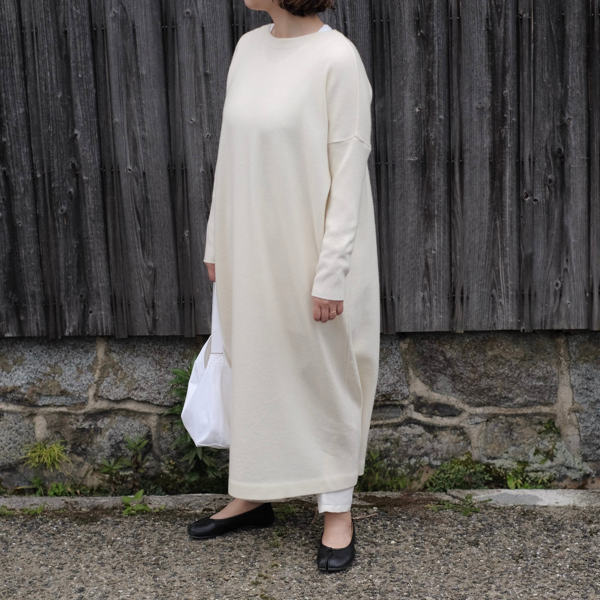 Yoli / Long knit onepiece / White | gallery hito