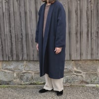 MITTAN / ウールシルクキャメル半纏ロングコート (紐付き) / CT-44 / 濃紺