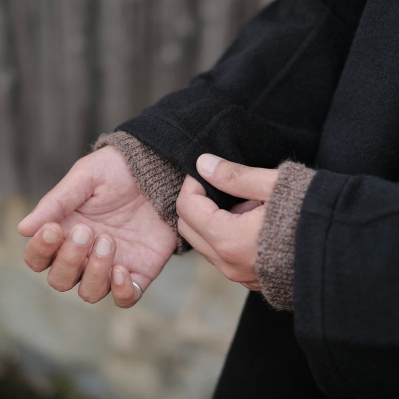 MITTAN / ウールシルクキャメル半纏コート (紐付き) / CT-43 / 黒 | ga