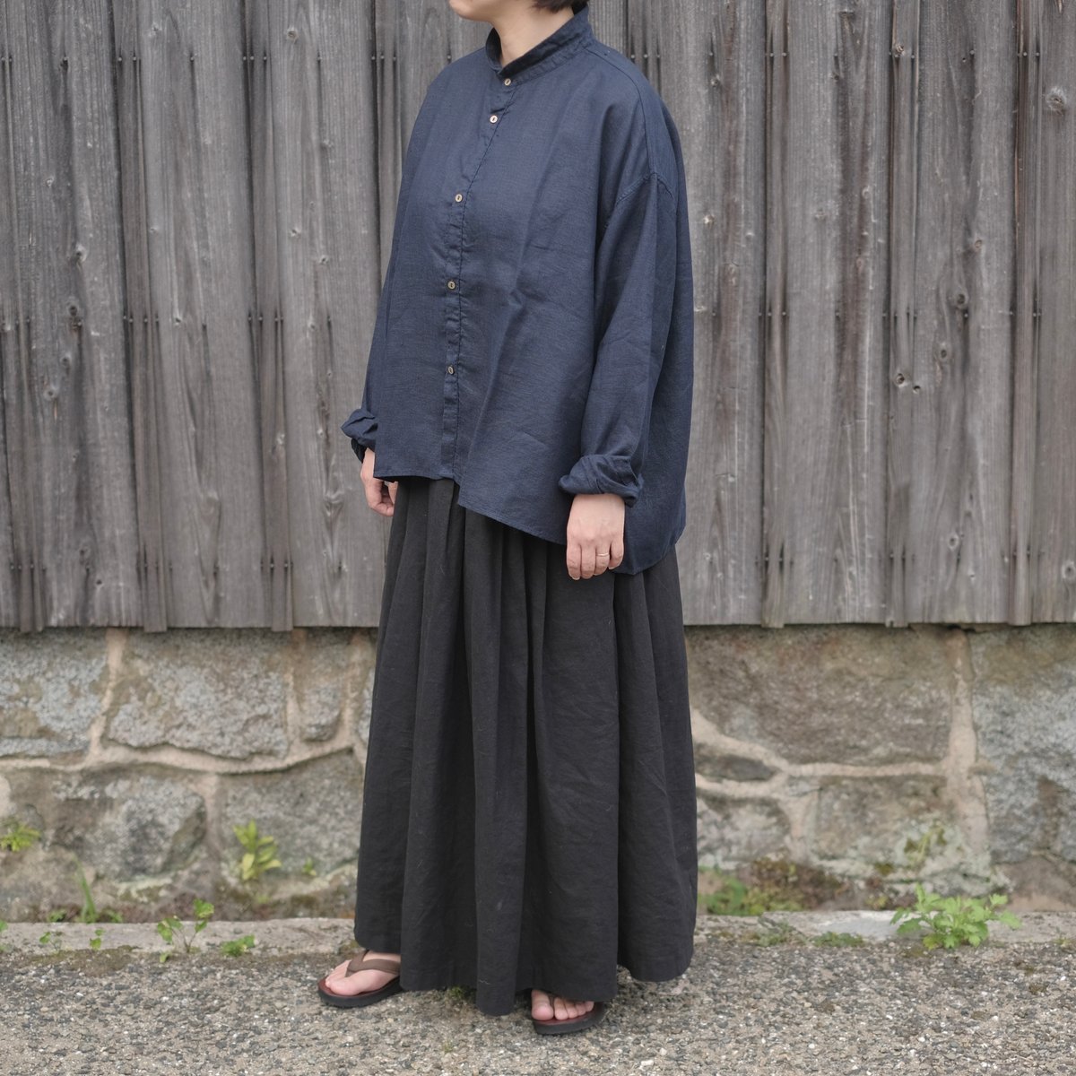 MITTAN / 亜麻大麻ワイドシャツ / SH-144 / 濃紺 | gallery hito