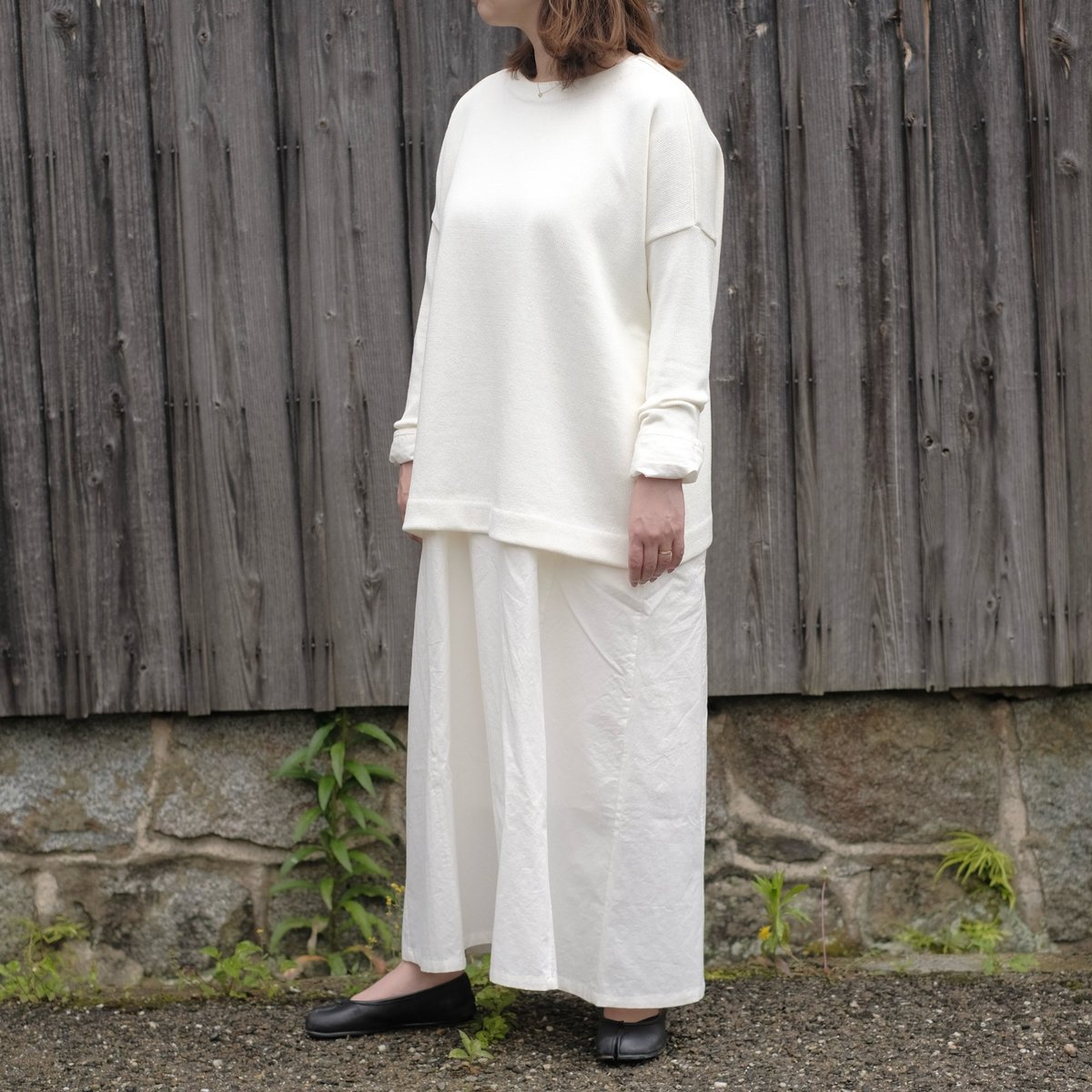 Yoli / Cotton long knit / White | gallery hito