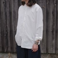 山内 / 塩縮加工コットンリネンシャツ (羽襟なし) / yc-41-261 / white