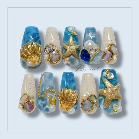 shell＆starfishネイルチップ(現品.サイズ変更不可)