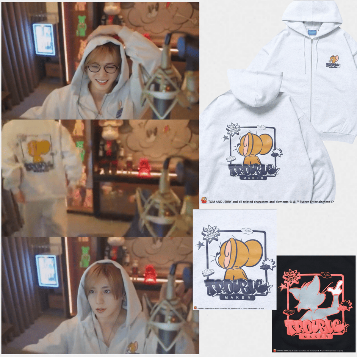 SEQUENZ シークエンズ　トムとジェリー ジップパーカー フーディ　山田涼介 SEQUENZ】TJ GRAFFITI ZIP P/K / トムとジェリー ジップパーカー