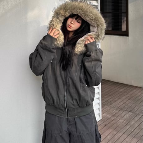 【受注販売】Rivet Grunge Fur Jacket 【大人気アイテム】