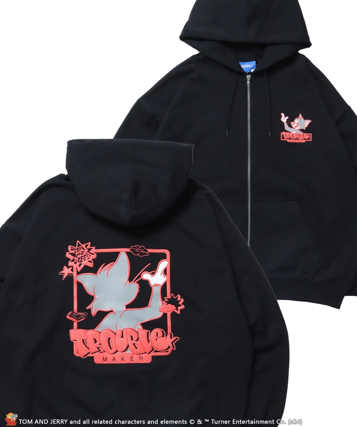 SEQUENZ】TJ GRAFFITI ZIP P/K / トムとジェリー ジップパーカー