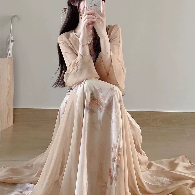花柄ワンピース+シアーカーディガンセット | ネットショップBELL 花柄ワンピース+シアーカーディガンセット | ネットショップBELL