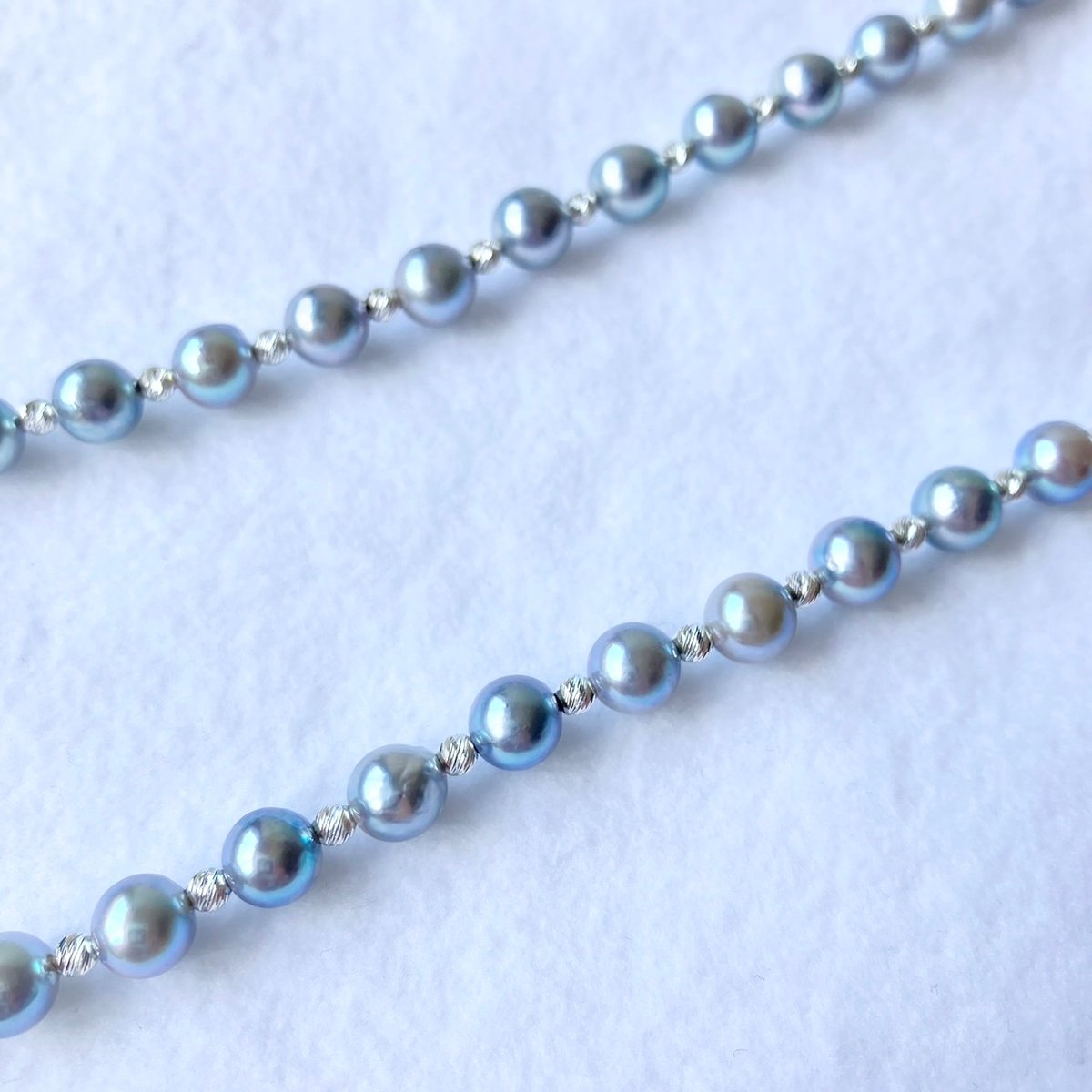 本真珠◆あこや◆グラデーションネックレス◆コバルトブルー silver刻印 アコヤコバルトネックレス | LSP