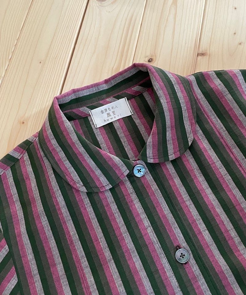 会津木綿 プリンセスラインラウンドカラーワンピース 【オーダーを