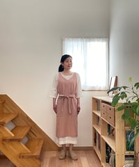 会津木綿 ハーフスリーブチュニックワンピース 【オーダーをいただいて