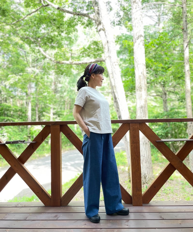 会津木綿　オーダー承ります 会津木綿 ストレートパンツ 【オーダーをいただいてからの製作】 | 風里