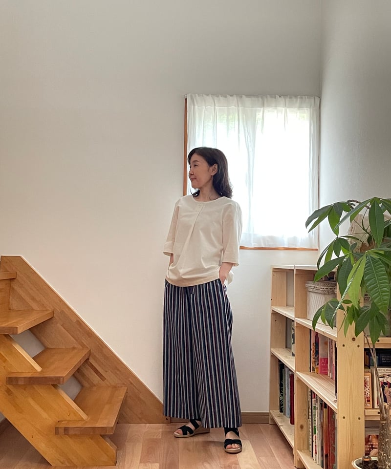 会津木綿 ワンボタンブラウス 【オーダーをいただいてからの製作】 | 風里