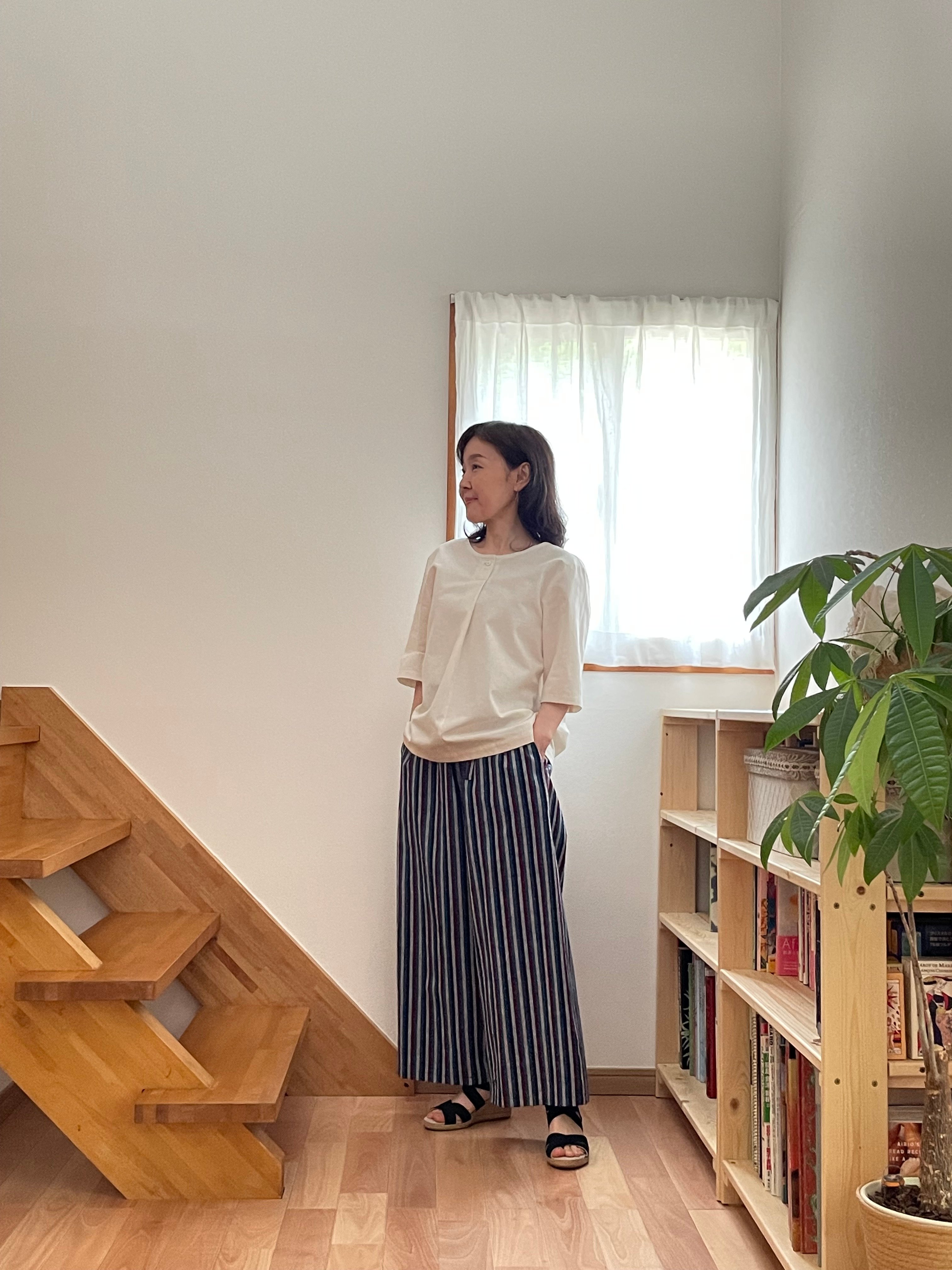 会津木綿 ワンボタンブラウス 【オーダーをいただいてからの製作】 | 風里