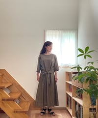 会津木綿 キーネックチュニックワンピース 【オーダーをいただいてから